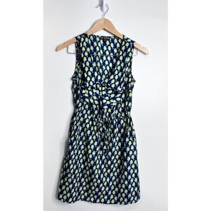 Bebop Dress Womens Fit & Flare Blue/Green Bird Pattern Ruffle Detail Size Small